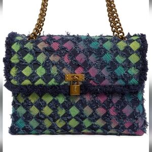 Kurt Geiger NWT Medium Kensington Flocked Denim Crossbody